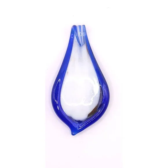 Handcrafted Blue Gold Swirl Glass Pendant Artisan Lampwork Jewelry Making Focal - Picture 4 of 6